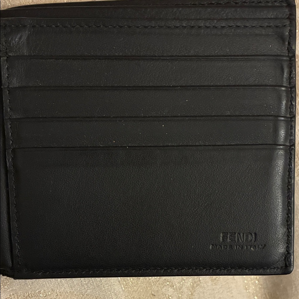 Fendi Black Monster Leather Wallet with Gold Accents - Picture 2 of 6